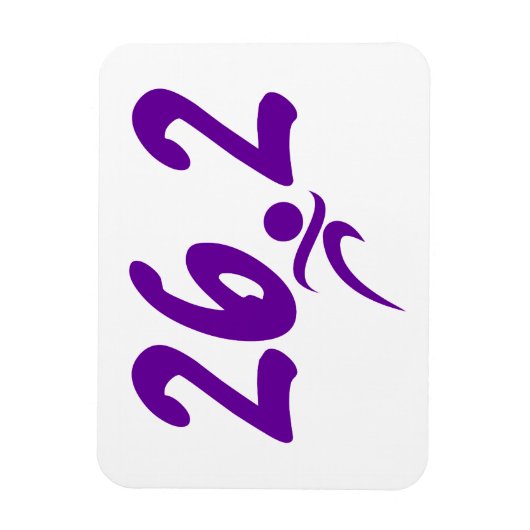Paarse marathon 26.2 magneet (Verticaal)