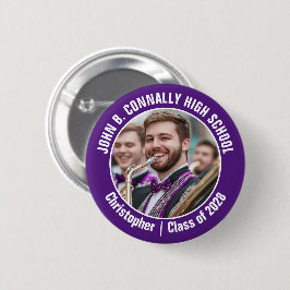 Paarse Marching Band Foto High School Brag Ronde Button 5,7 Cm