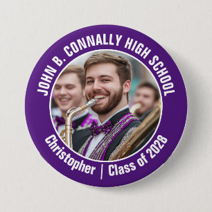 Paarse Marching Band Foto High School Spirit Ronde Button 7,6 Cm