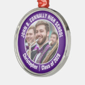 Paarse Marching Band Foto Middelbare School Kerstm Metalen Ornament (Links)