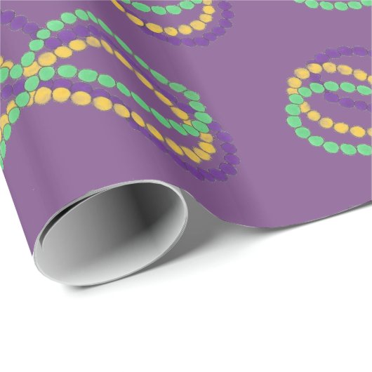 Paarse Mardi Gras Beads Strand NOLA New Orleans Cadeaupapier (Rol Hoek)