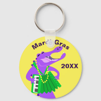 Paarse Mardi Gras Gator Sleutelhanger