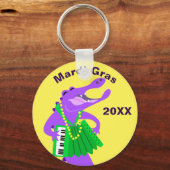 Paarse Mardi Gras Gator Sleutelhanger (Voorkant)