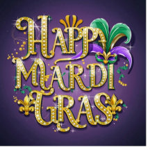 Paarse Mardi Gras "Happy Mardi Gras"