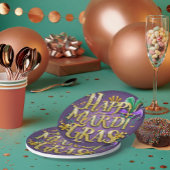 Paarse Mardi Gras "Happy Mardi Gras" Papieren Bordje