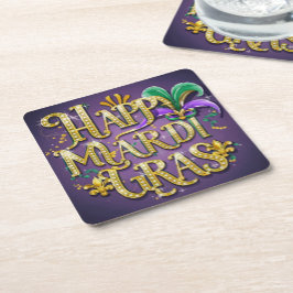 Paarse Mardi Gras "Happy Mardi Gras" Servet