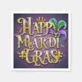 Paarse Mardi Gras "Happy Mardi Gras" Servet (Voorkant)