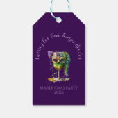 Paarse Mardi Gras-masker Cadeaulabel (Achterkant)