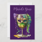 Paarse Mardi Gras Masker Kaart (Voorkant)