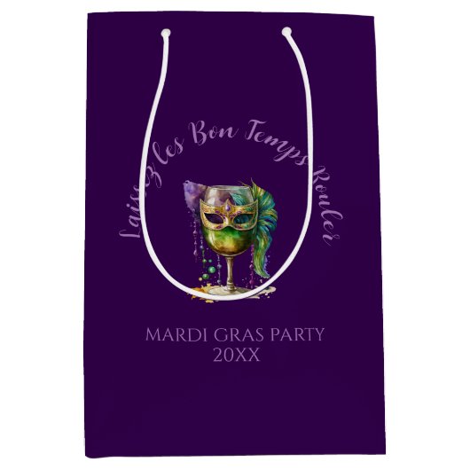 Paarse Mardi Gras-masker Medium Cadeauzakje (Voorkant)