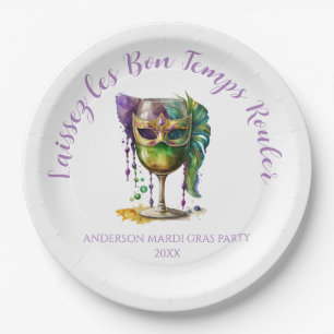 Paarse Mardi Gras-masker  Papieren Bordje
