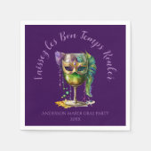 Paarse Mardi Gras-masker Servet (Voorkant)