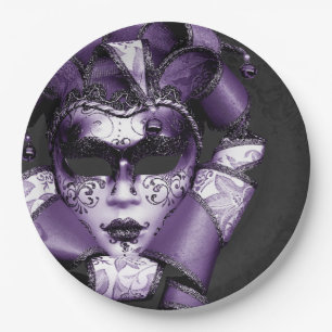 Paarse Mardi Gras Masquerade Papieren Bordje