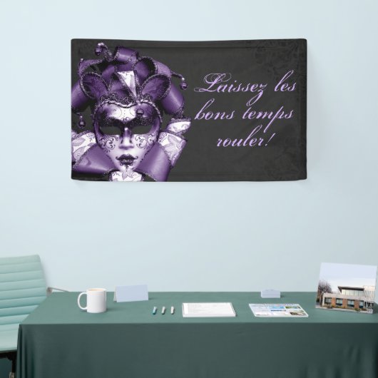 Paarse Mardi Gras Masquerade Spandoek (Beurs)