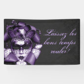 Paarse Mardi Gras Masquerade Spandoek (Horizontaal)
