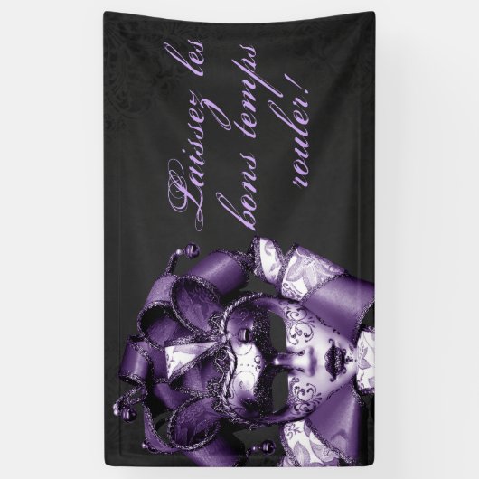 Paarse Mardi Gras Masquerade Spandoek (Verticaal)