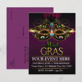 Paarse MARDI GRAS Promotionele Partij Briefkaart (Voorkant / Achterkant)