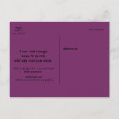 Paarse MARDI GRAS Promotionele Partij Briefkaart (Achterkant)