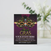 Paarse MARDI GRAS Promotionele Partij Briefkaart (Staand voorkant)