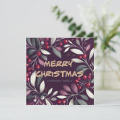 Paarse maretak krans Flat Holiday Kaart (Staand voorkant)