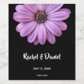 Paarse Margriet op Zwart Wijn Etiket (Enkel label)