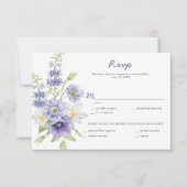 Paarse Margrieten, Anemonen, Rozen RSVP Kaartje (Voorkant)