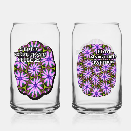 Paarse Margueritepatronen Blikvorm Glas (Voorkant)