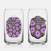 Paarse Margueritepatronen Blikvorm Glas (Achterkant)