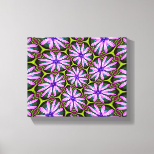 Paarse Margueritepatronen Canvas Afdruk (Voorkant)
