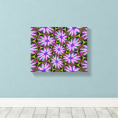 Paarse Margueritepatronen Canvas Afdruk (Insitu (Houten vloer))