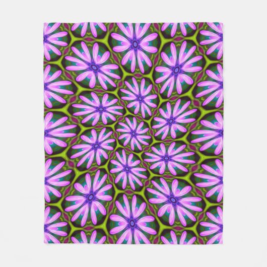Paarse Margueritepatronen Fleece Deken (Voorkant)