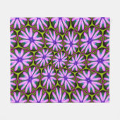 Paarse Margueritepatronen Fleece Deken (Voorkant (Horizontaal))