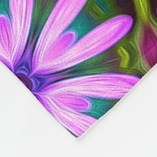 Paarse Margueritepatronen Fleece Deken (Hoek)