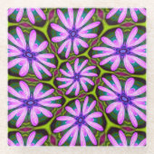 Paarse Margueritepatronen Glazen Onderzetter (Voorkant)