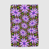 Paarse Margueritepatronen Golfhanddoek (Voorkant)