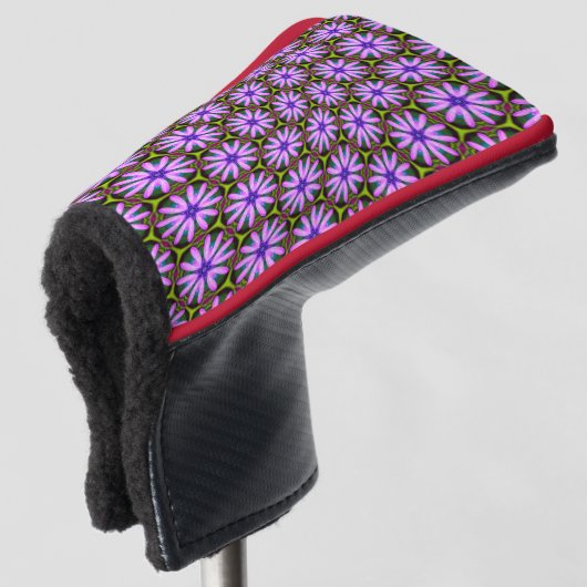 Paarse Margueritepatronen Golfheadcover (3/4 voorkant)