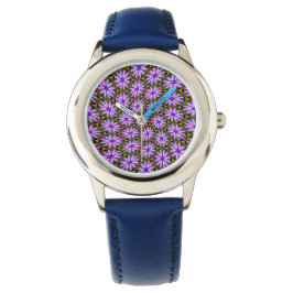 Paarse Margueritepatronen Horloge