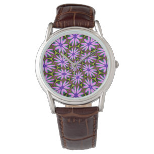 Paarse Margueritepatronen Horloge