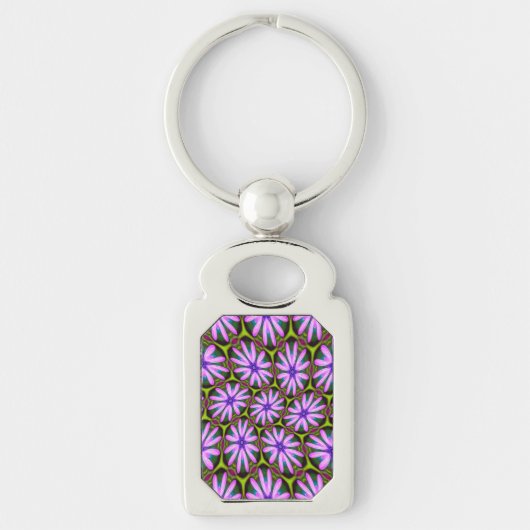 Paarse Margueritepatronen Sleutelhanger (Voorkant)