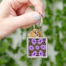 Paarse Margueritepatronen Sleutelhanger