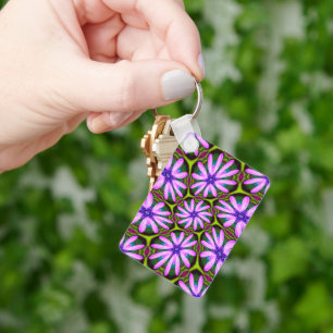 Paarse Margueritepatronen Sleutelhanger