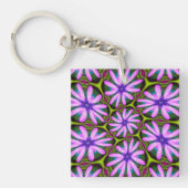 Paarse Margueritepatronen Sleutelhanger (Voorkant)