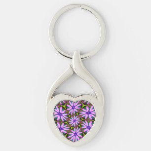 Paarse Margueritepatronen Sleutelhanger