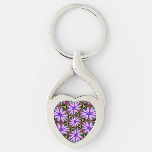 Paarse Margueritepatronen Sleutelhanger (Voorkant)