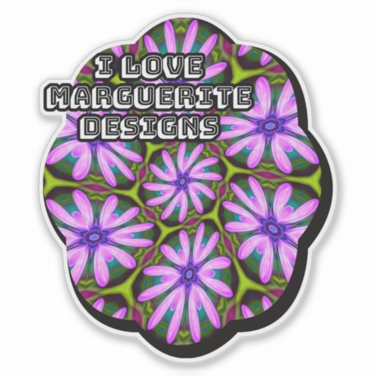 Paarse Margueritepatronen Sticker (Voorkant)