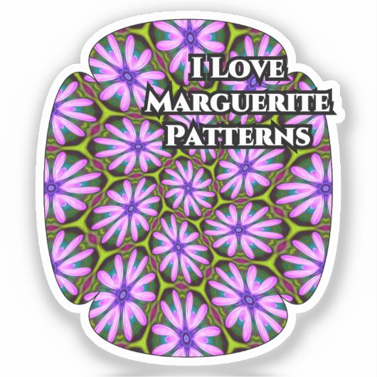 Paarse Margueritepatronen Sticker (Voorkant)