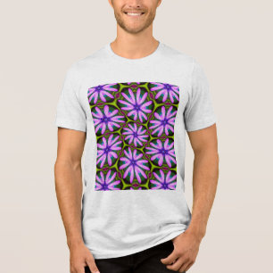 Paarse Margueritepatronen Tri-Blend Shirt