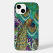 Paarse marine en koper Paisley Peacock en veren Case-Mate iPhone Case (Achterkant)