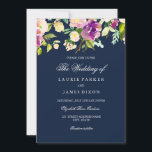 Paarse marine Floral Elegant Wedding Invitation Kaart<br><div class="desc">Paarse marine Floral Elegant Wedding Invitation Matching collectie in Niche en Nest store. We hebben illustraties gebruikt van: www.CreateTheCut.com</div>