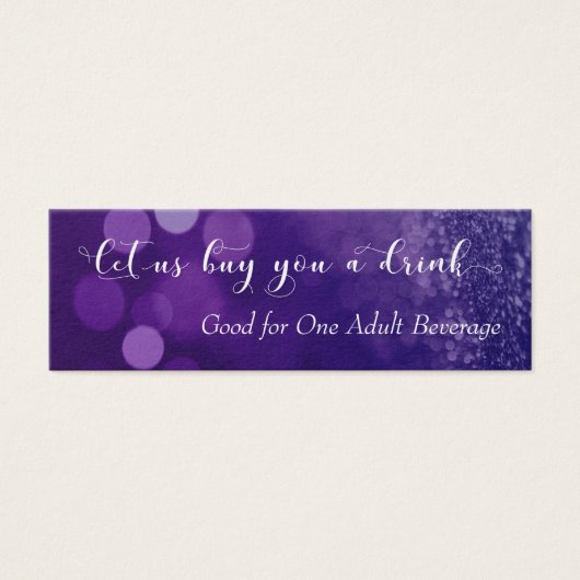 Paarse marine Ombre Glitter Bokeh Mini Drink Ticke Mini Visitekaartjes (Voorkant)
